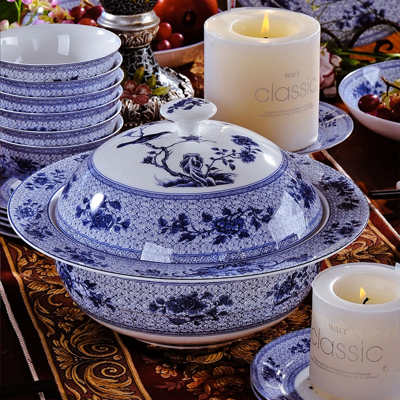 Red xin 58 head of archaize of jingdezhen blue and white ipads China tableware celadon creative elegant tableware tableware