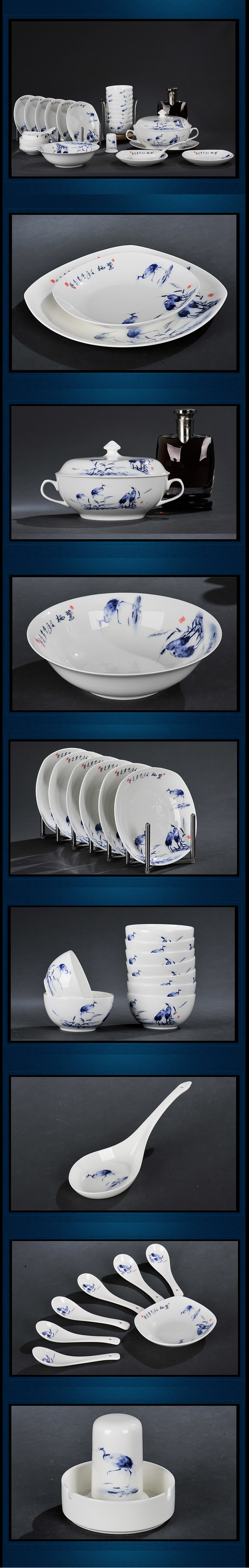 Red xin 56 head of jingdezhen ceramic tableware suit to use dishes Chinese porcelain tableware ceramic bowl classical dishes