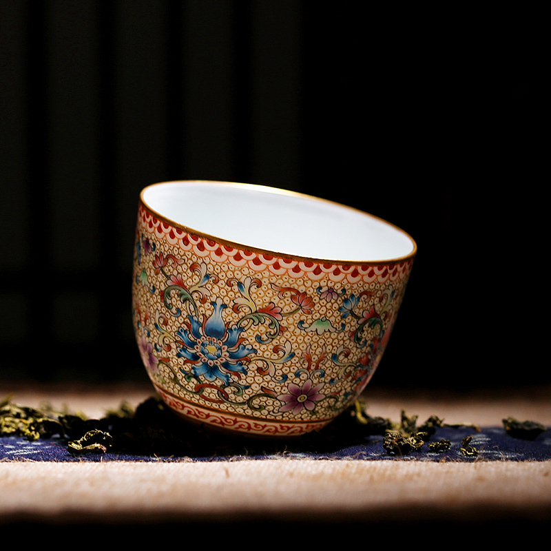 Jingdezhen hand - made ceramics from pastel personal pu 'er tea kungfu small cup tea cup