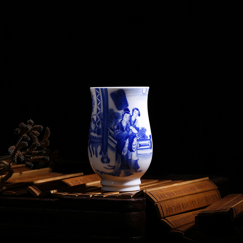 Zhen Huan the twelve beauties of blue and white set of CPU full checking porcelain wedding gift sample tea cup fragrance - smelling cup