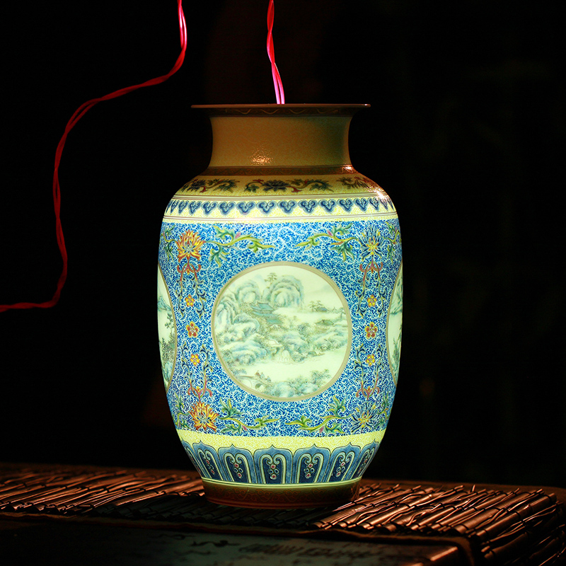 Jingdezhen ceramics vase classical TV ark, sitting room place, Chinese style restoring ancient ways is colored enamel porcelain vase of flowers