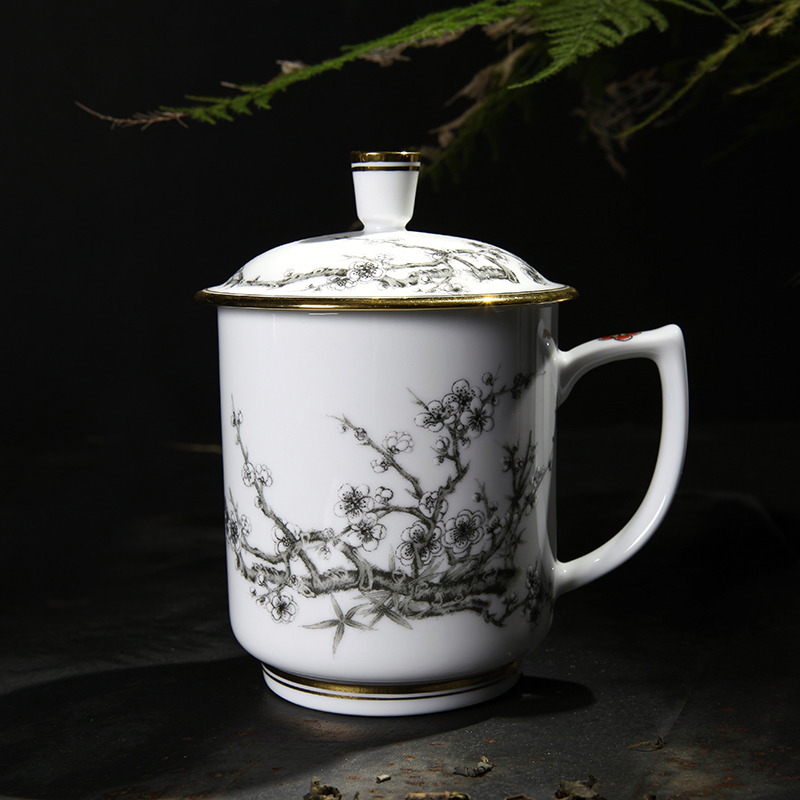 Red xin gold coloured drawing or pattern of jingdezhen ceramic ipads China tea cups with cover cup cup office and tea cups
