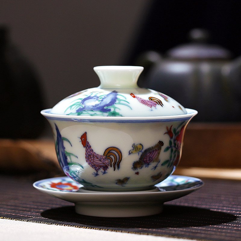 In color bucket maintain ancient ash glaze cup chicken cylinder jingdezhen archaize thin foetus sample tea cup set limit to of rooster cup by hand