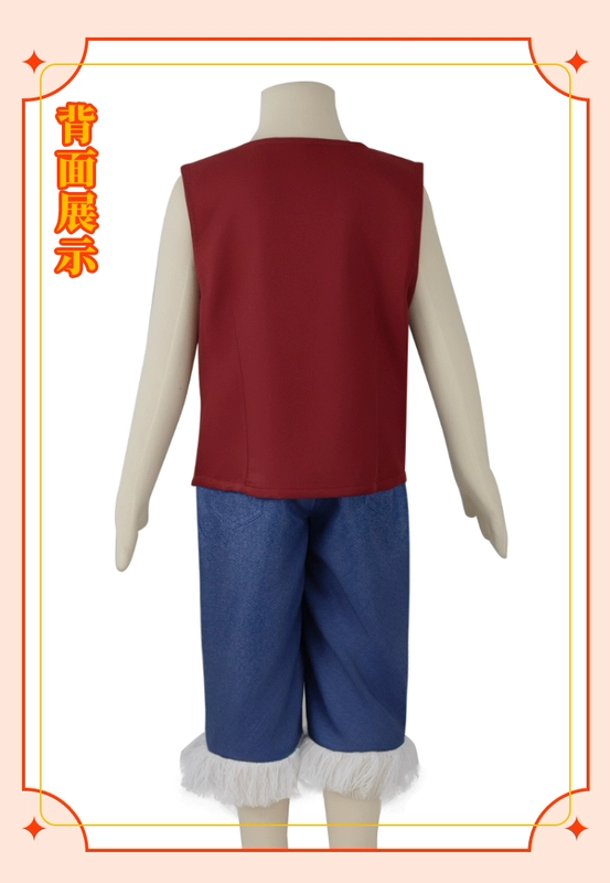 One Piece phiên bản trực tiếp trẻ em cos phù hợp với Luffy cùng áo vest mũ rơm phim và truyền hình hoạt hình cosplay phù hợp với còn hàng