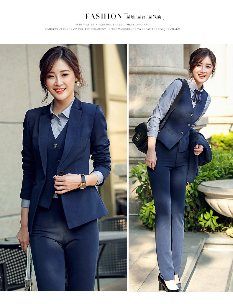 Trang phục chuyên nghiệp của phụ nữ Bộ đồ vest ba mảnh phù hợp với trang phục phù hợp với trang phục nữ công cụ ngân hàng quần yếm xuân hè - Bộ đồ trang phục mùa đông cho nữ