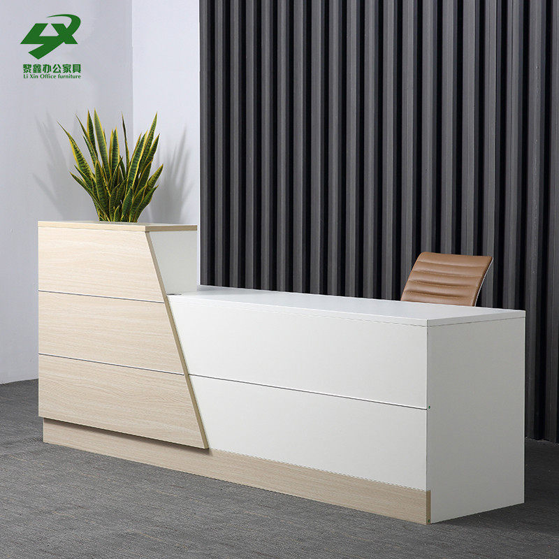 Xi'an Office Furniture Custom Baking Varnish Office Reception Desk Cashier Desk Collection Silver Desk Bar