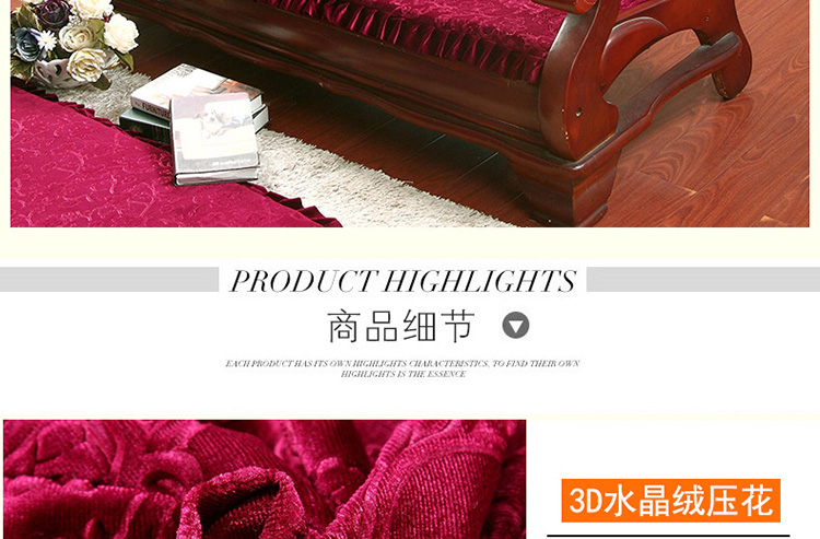 Mùa đông dày màu đỏ sofa gỗ đệm với lưng sofa gỗ đệm ba kết hợp băng ghế dự bị đệm ghế chống trượt đệm ghế papasan
