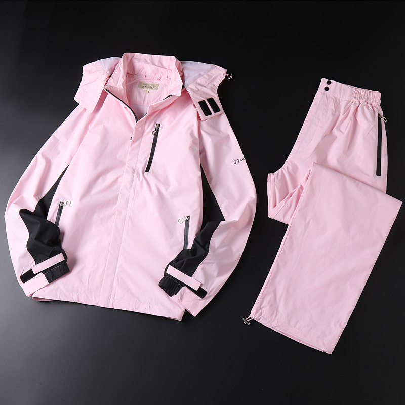 Golf Rainoutwear Women's Pink Rainproof Suit Breathable Thin Hiking Travel Camping Outdoor Waterproof Jacket Pants
