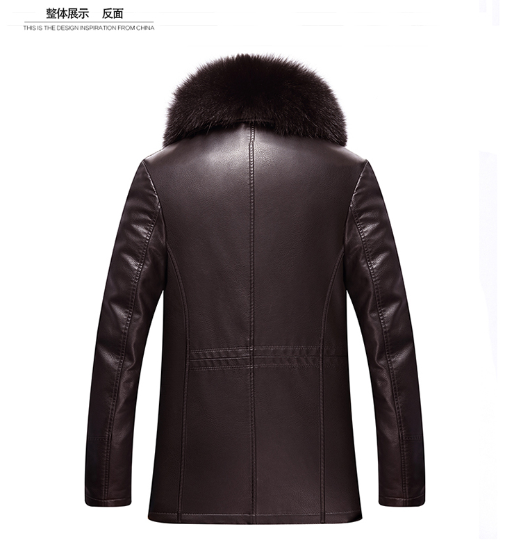 Haining dài fox fur collar fur một người đàn ông da của kinh doanh slim coat cha fur coat