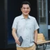 Dad mùa hè phần mỏng của người đàn ông trung niên ngắn tay áo lụa tơ tằm áo mùa hè tuổi 40 năm 50 mới Bộ đồ