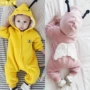 Quần áo mùa đông nam 0-1 tuổi lưới màu đỏ Quần áo trẻ em mùa đông thủy triều dày jumpsuit phụ nữ cộng với quần áo nhung cotton ra khỏi áo shop quan ao tre em dep