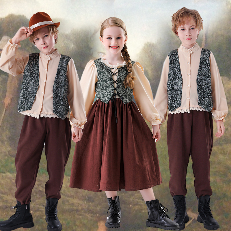 French Country Clothing, Children's Pastoral Ranch Clothing, Men's and Women's French Farm Clothing, Oil Painting Style Photography Clothing, Performance Clothing