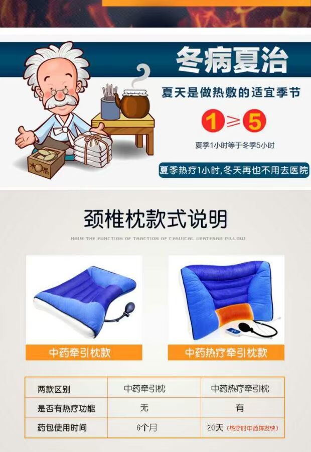 Sửa chữa đốt sống cổ người lớn màu xanh mới đặc biệt điều chỉnh lực kéo gối cổ gối Jin sưởi điện điều trị gối nóng goi cao su non