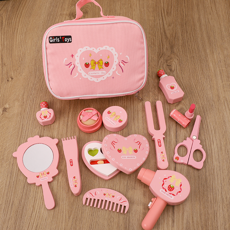 Baby Makeup Bag First Accessories Box Emulation Costume House Wine Toy Small Princess Wooden Girl 4 Children gift 3-5-6 years old