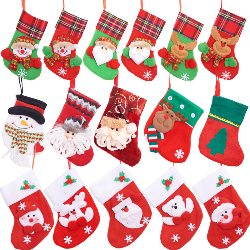 Christmas Socks Gift Bag Small Number Boutique Candy Decorations Gift Pouches Christmas Snowman Deer Elderly Socks Pendant