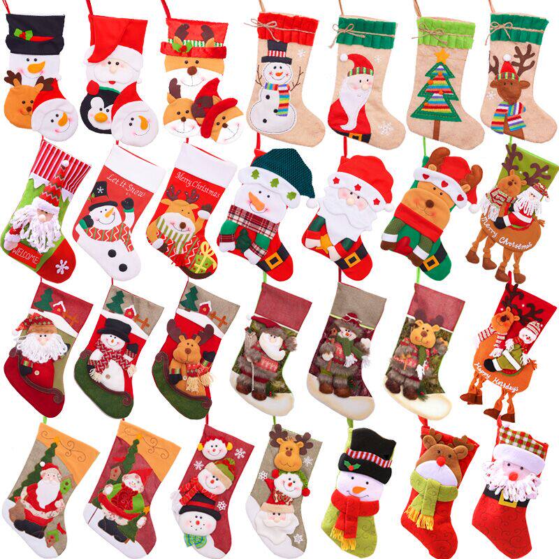 Christmas Socks Gift Bag Big Boutique Candy Decorations Gift Bag for Christmas Snowman Deer Elderly Socks Pendant