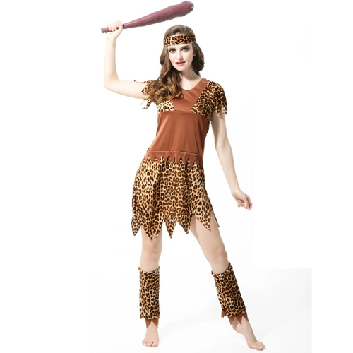 Хэллоуинская одежда Cos исполняет одежду, взрослые мужчины и женщины, коренные народы, индийский леопардовый дикая одежда