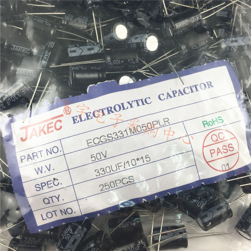 JAKEC brand new aluminum electrolytic capacitor 50V 330UF volume 10 * 15mm (RMB37  RMB37  of 250 only)