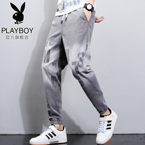 Playboy Spring and Autumn Jeans Mens Pants Tide Brand Trend Slim Small Feet Joker Spring Pants Men