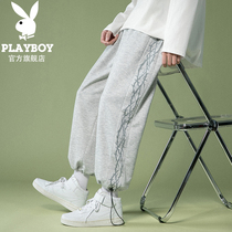 Playboy casual pants mens autumn Korean version of the trend youth tie pants mens spring and autumn trousers
