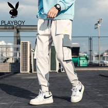 Playboy overalls mens trend brand casual trousers mens leggings 2021 autumn and winter pants mens Korean trend