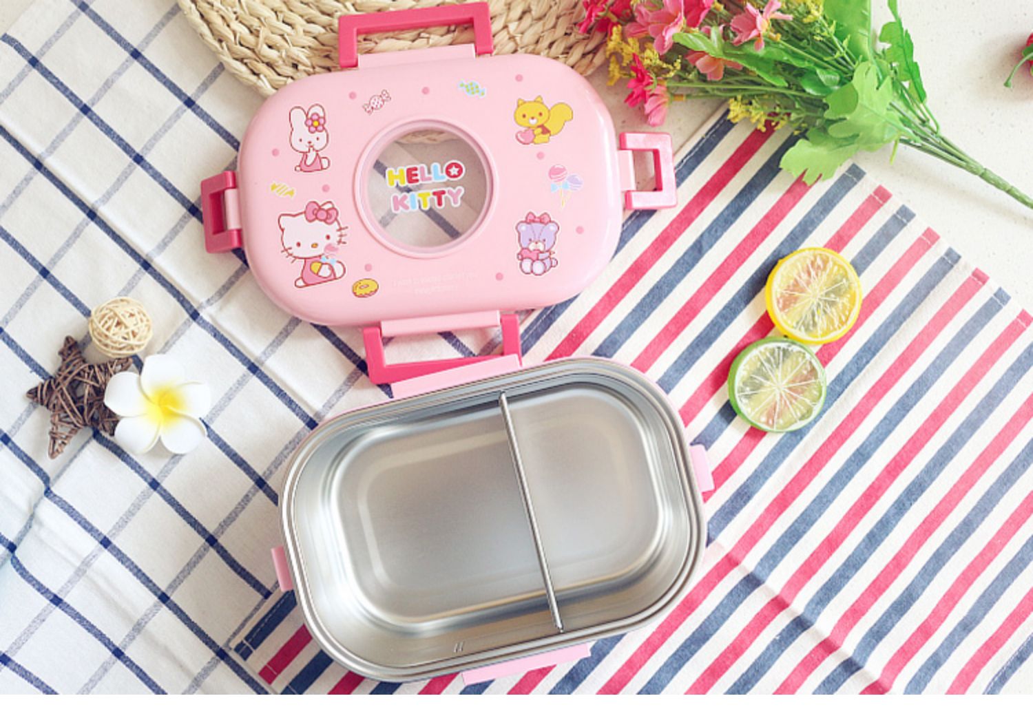 Phim hoạt hình Hello Kitty Doraemon Một lớp riêng biệt Thép không gỉ cách nhiệt Hộp ăn trưa Trường tiểu học dễ thương Trẻ em Hộp cơm trưa - Hộp cơm điện sưởi ấm bộ hộp cơm giữ nhiệt