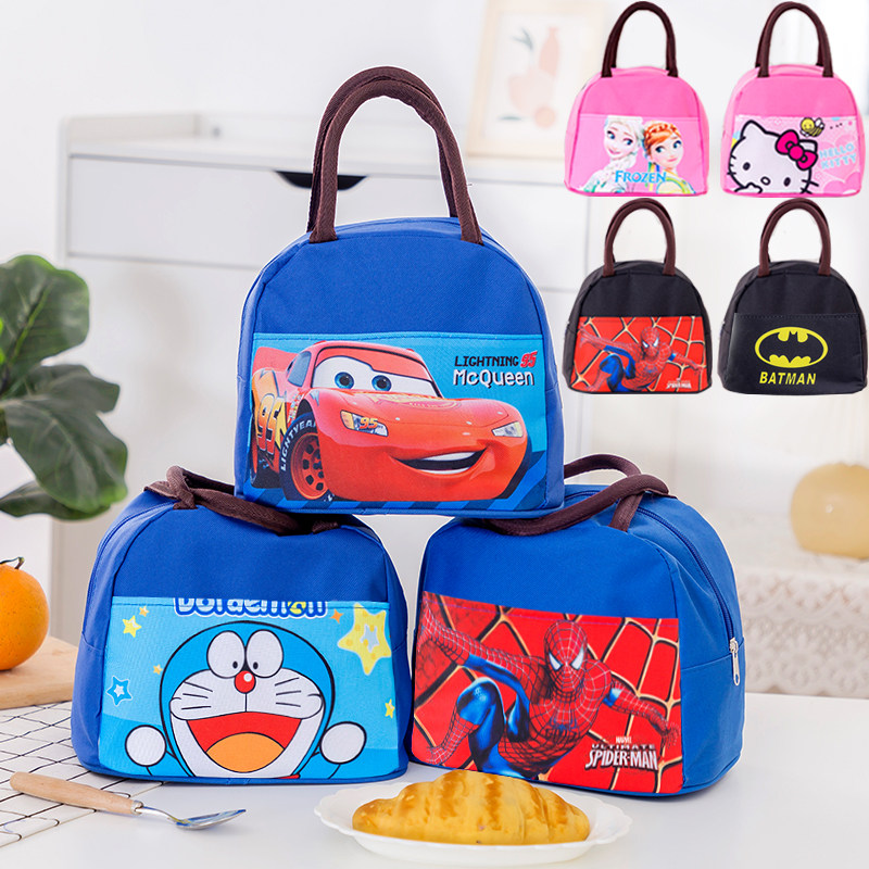 Elementary school bento belt cute cartoon children's handbag lunch canvas bento bag with rice small hand bag