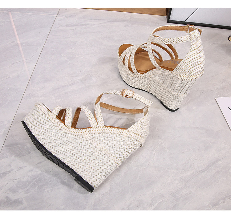 Sandal nữ đế xuồng cao gót 16 cm quai chéo hở mũi platform — Màu trắng nhạt 12cm, Màu trắng nhạt 14cm, Trắng nhạt 16cm chi tiết 28