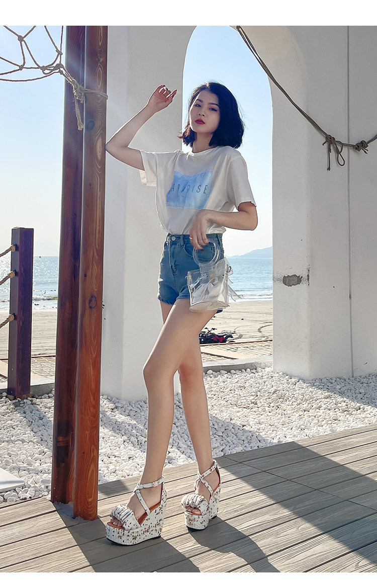 Dép sandal đế xuồng cao gót nữ quai chéo, gót 15 cm, hở mũi, phong cách thời trang — Trắng 10CM, Trắng 12CN, Trắng 15CM chi tiết 20
