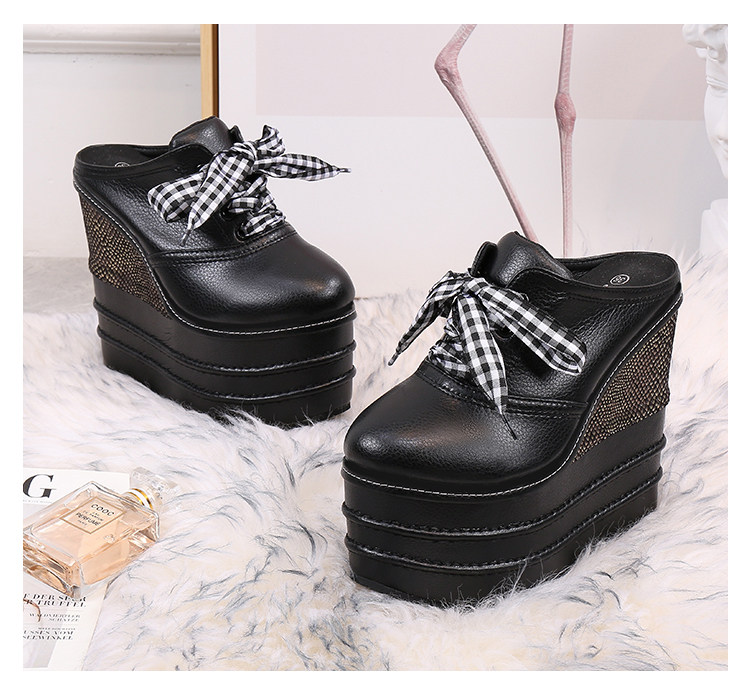 Giày cao gót đế xuồng platform siêu cao 15 cm cho nữ dáng nhỏ — Trắng 12cm, Trắng 15cm, Đen 12cm, Đen 15cm chi tiết 44