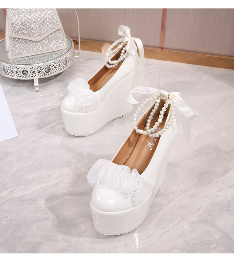 Sandal platform nữ dạ tiệc đính ngọc trai phong cách Pháp, đế xuồng siêu cao gót Mary Jane — Trắng 10cm, Trắng 12cm, Trắng 15cm, Đen 10cm chi tiết 29