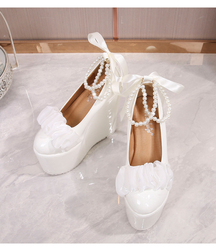 Sandal platform nữ dạ tiệc đính ngọc trai phong cách Pháp, đế xuồng siêu cao gót Mary Jane — Trắng 10cm, Trắng 12cm, Trắng 15cm, Đen 10cm chi tiết 27
