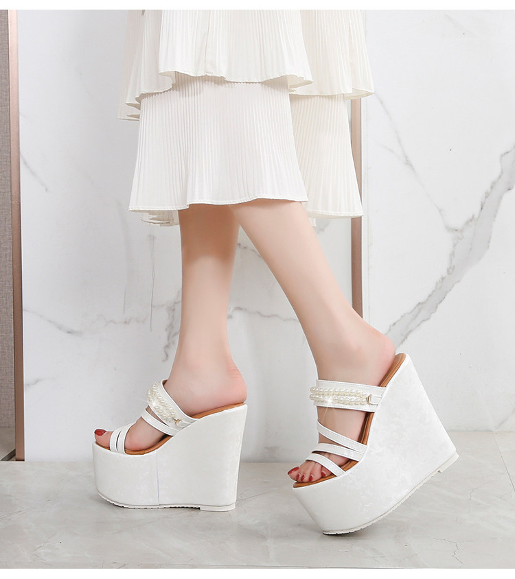 Sandal nữ hở mũi đế xuồng cao gót 15cm quai đơn phong cách tiên nữ — Trắng 10cm, Trắng 15cm, Đen 10cm, Đen 15cm chi tiết 18
