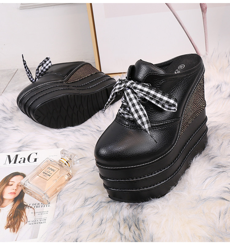 Giày cao gót đế xuồng platform siêu cao 15 cm cho nữ dáng nhỏ — Trắng 12cm, Trắng 15cm, Đen 12cm, Đen 15cm chi tiết 45