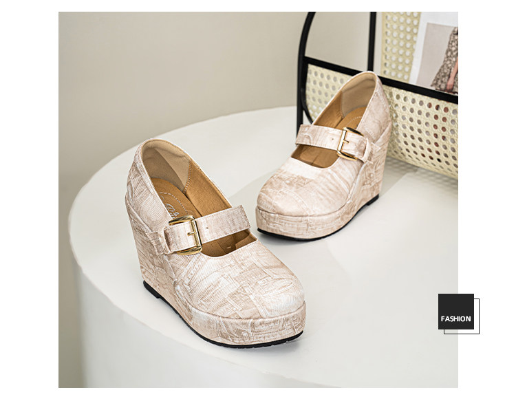 Giày cao gót Mary Jane nữ quai ngang đế dày, gót vuông ổn định — Mơ 10cm, Mơ 15cm chi tiết 30
