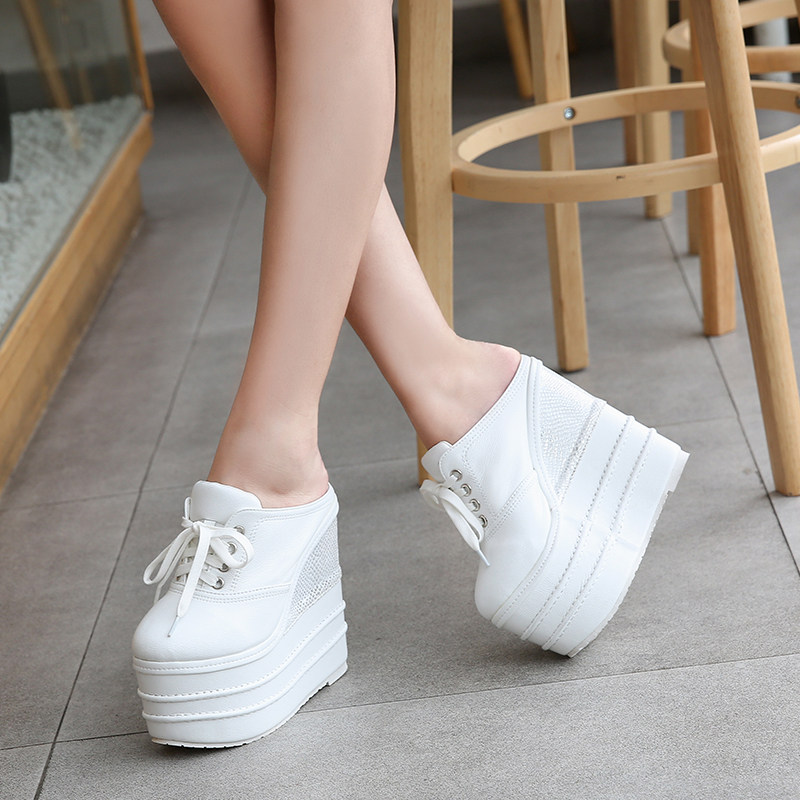 Giày cao gót đế xuồng platform siêu cao 15 cm cho nữ dáng nhỏ — Trắng 12cm, Trắng 15cm, Đen 12cm, Đen 15cm chi tiết 59