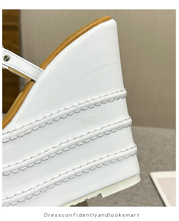 Dép sandal nữ quai chữ V đế xuồng EVA dày, tăng chiều cao, đi ngoài trời mùa hè — Các mặt hàng 10cm được làm theo yêu cầu sẽ không được trả lại và không thể trao đổi. Vui lòng ghi rõ màu sắc trong ghi chú đơn hàng., Các mặt hàng 12cm được sản xuất theo yêu cầu không được trả lại và không được trao đổi., Trắng, đen chi tiết 33