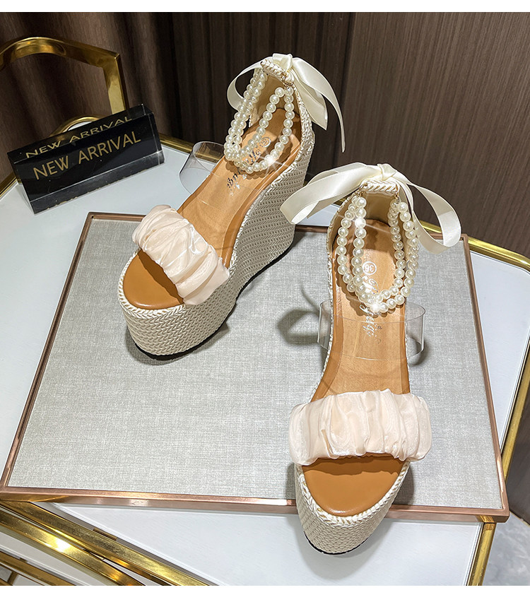 Sandal cao gót nữ hở mũi đế xuồng ren một quai gót 12 cm — Trắng nhạt 10CM, Trắng nhạt 12CM, Trắng nhạt 15CM chi tiết 23
