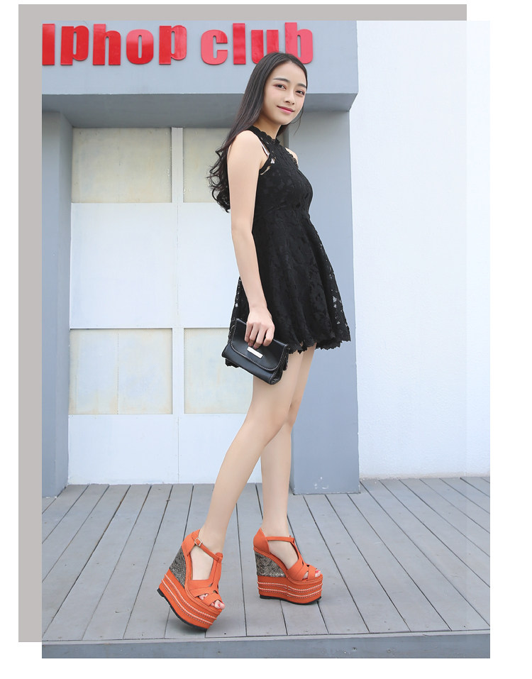 Dép sandal nữ đế xuồng cao gót mũi hở phong cách dân tộc — Màu cam 14cm, Màu cam 16cm, Nude 14cm (Màu da, 14cm), Tây 16cm chi tiết 48