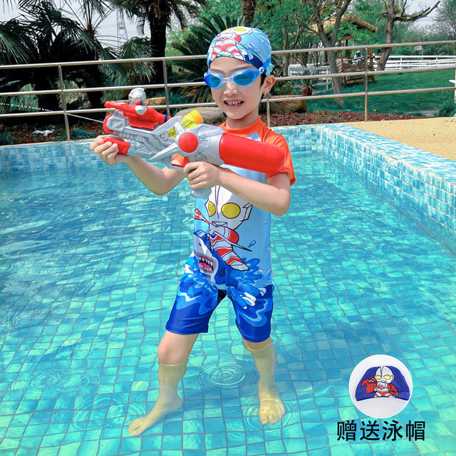 ຊຸດລອຍນໍ້າເດັກນ້ອຍ summer Ultraman clothes baby one-piece hot spring professional swimsuit boy 23 new quick-drying