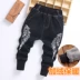 Quần áo trẻ em nam thu đông 2018 mới quần jeans trẻ em dày thường giản dị cộng với quần nhung ống rộng Quần jean