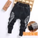 Quần áo trẻ em nam thu đông 2018 mới quần jeans trẻ em dày thường giản dị cộng với quần nhung ống rộng