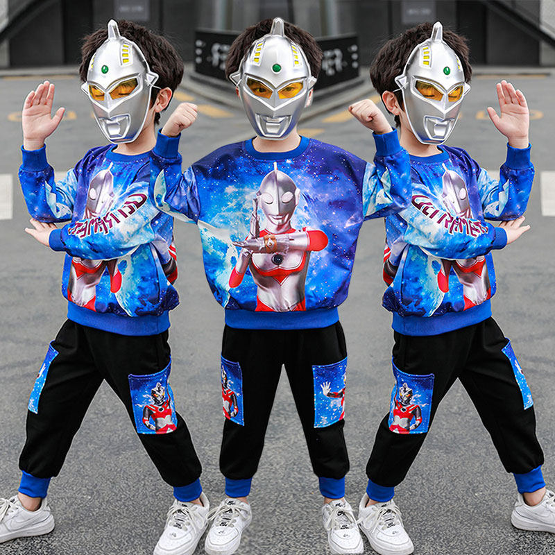 Ultraman Clothes Kids Spring Wear 2021 New Boys Autumn Suit Kids Boys Foreign Gas Baby Two-Piece Set