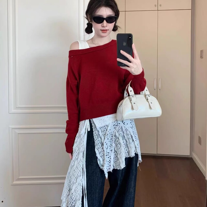 ins Hot Girl Romantic Lace Skirt Layered with Irregular Hollow Lace Paired with Pants, Apron, and Mesh Skirt