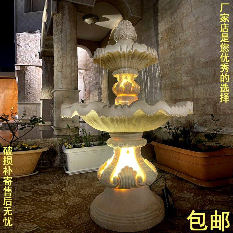 French-Style Flowing Water Fountain Wedding Decoration Ornaments Water Fountain Landscaping Outdoor Balcony Garden Courtyard Landscape Wishing Fountain