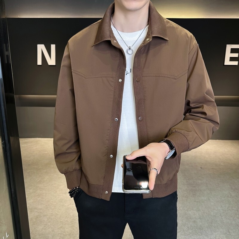 Spring New Style Casual Jacket for Petite Men, Versatile Lapel Design, Suitable for 155cm Young Men, Small Size Men's Clothing, Lapel XS Korean Style Jacket