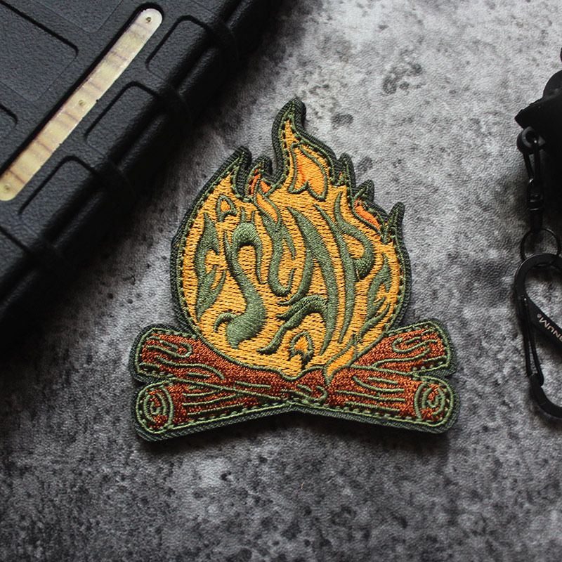 Full embroidery Laser Alien Cutting Magic Camping Campfire campfire arm Chapter Fire Pile Morale Badge fire Miao Scenic Elements Chapter