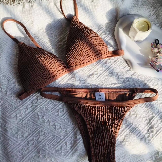Coritiv Freediving Bikini Melard Premium Milk Coffee Color Push-Up Hot Spring Resort Swimsuit