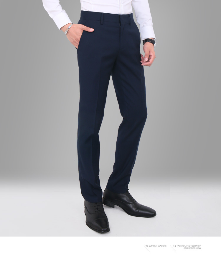 Quần mùa thu nam màu xanh đậm Slim Anh phù hợp với quần âu phù hợp với quần công sở kinh doanh quần tây quần tây nam quần tây nam