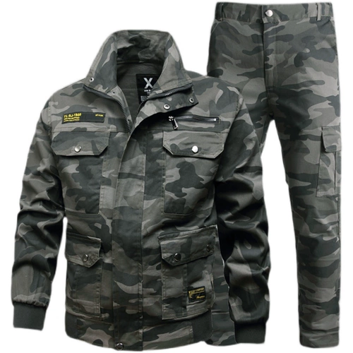 Хлопковый эластичный износостойкий камуфляжный комбинезон, осенний, защита от ожогов